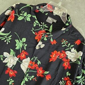 Asos Shirt Womens 6XL Plus Long Black Red Floral Long Sleeve Casual Career
